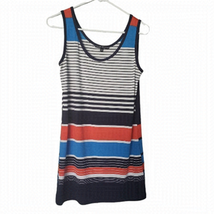White black Red Blue striped tank top tunic